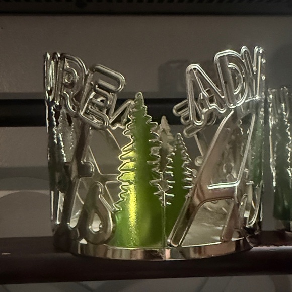 Bath & Body Works Silver “Adventure Awaits” 3 Wick Candle Holder - Picture 3 of 3